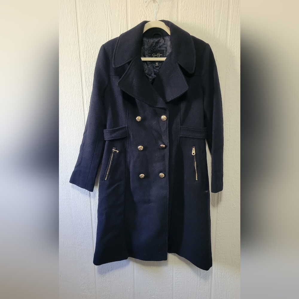 Jessica Simpson Dark Blue Wool Blend Coat Size Medium